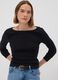 T-shirt nera in puro cotone con girocollo regular fit_0