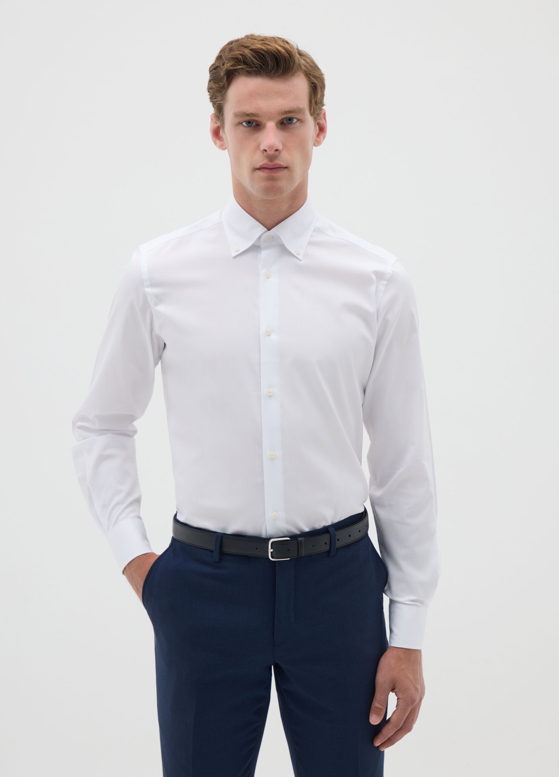 Camicia slim in cotone button-down