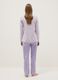 Purple pure cotton pyjamas with serafino collar and floral pattern_2