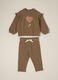 Brown newborn set with heart appliqués_0