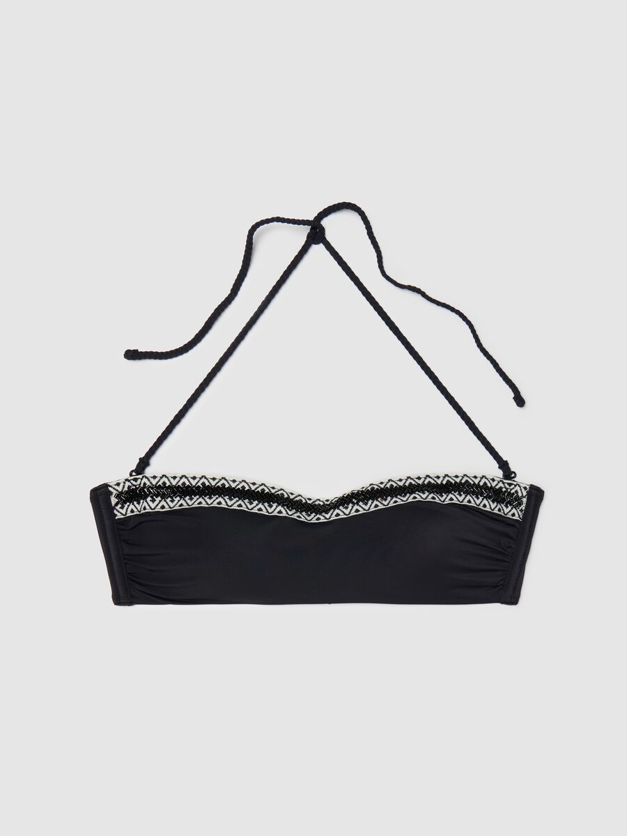 Women’s bikini top in stretch fabric with geometric details_4
