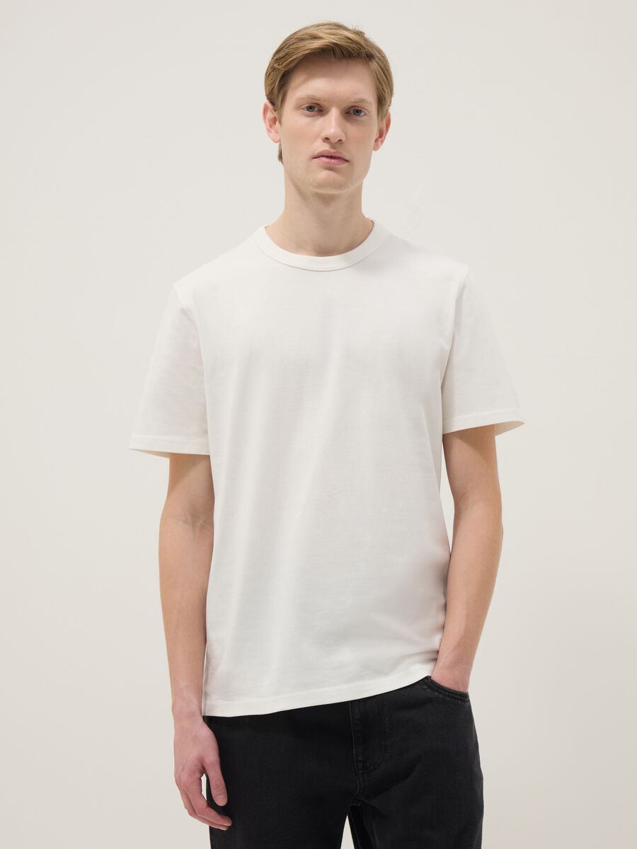 White pure cotton short sleeve t-shirt regular fit_1