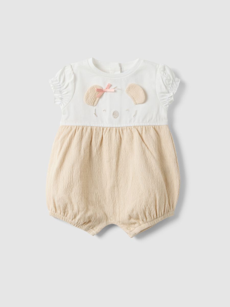 Pagliaccetto in puro cotone multicolor da neonata con ricami_0