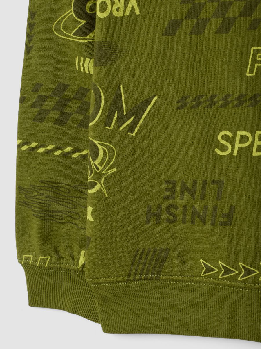 Green cotton and viscose blend racing-print sweatshirt, oversized fit_3