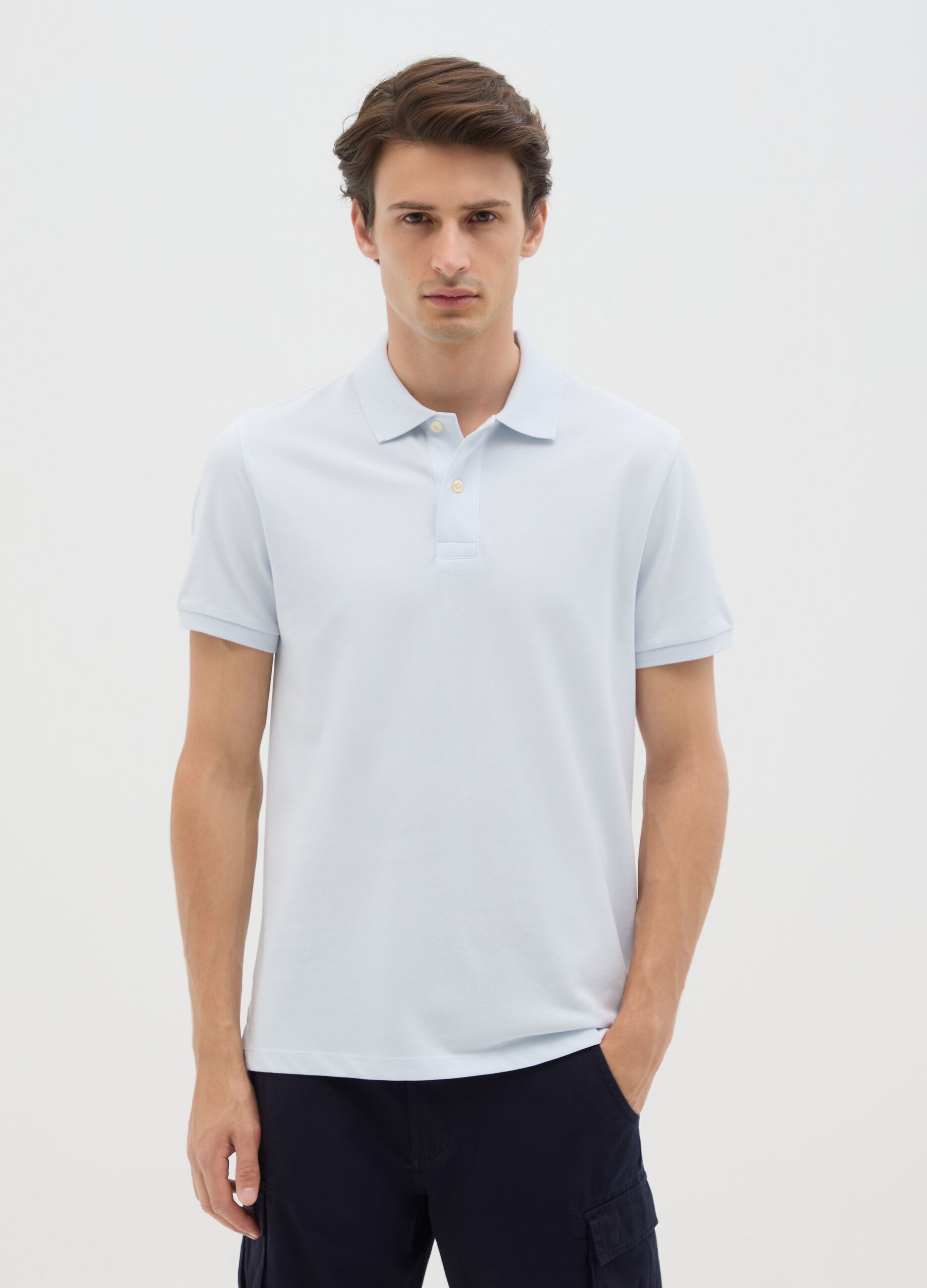 Men’s sky blue pure cotton polo regular fit