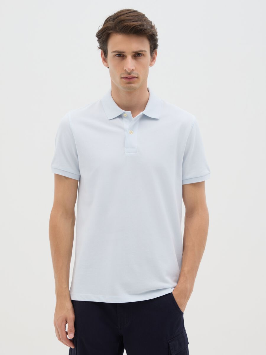 Men’s sky blue pure cotton polo regular fit_0