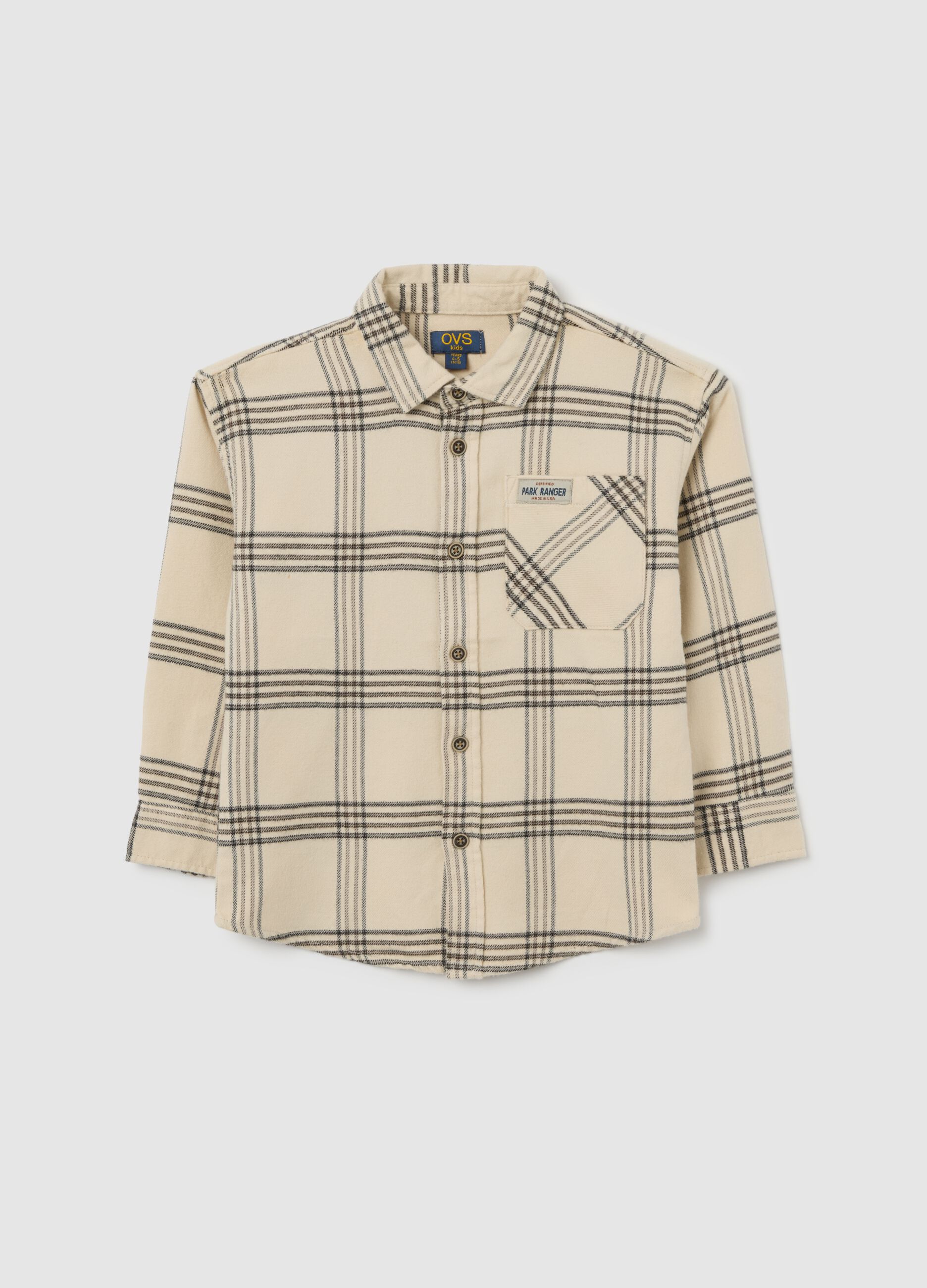 Children's shirt in pure cotton and multicoloured flannel with oversized fit