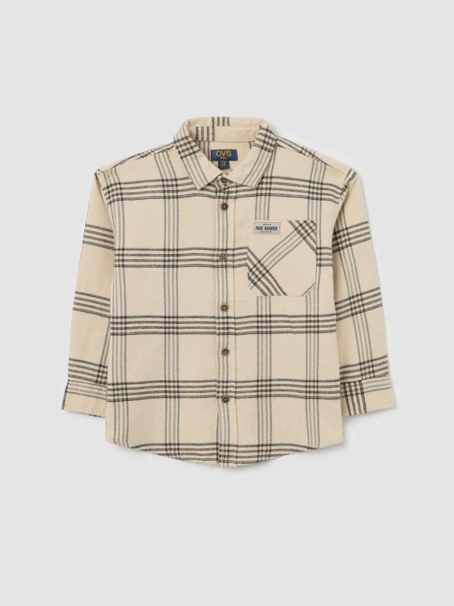 Children's shirt in pure cotton and multicoloured flannel with oversized fit_0