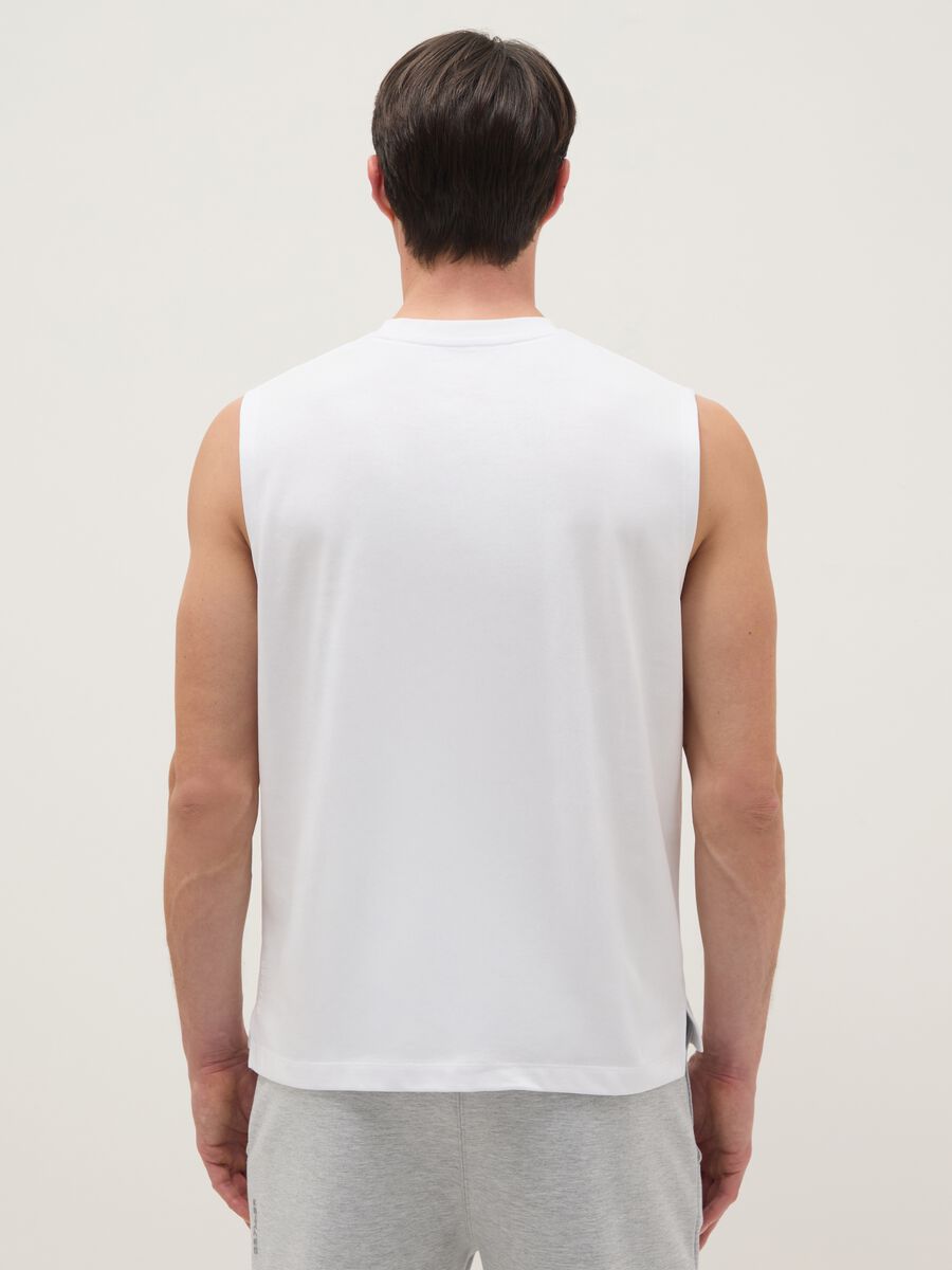 White Cotton Blend Vest Regular Fit_2