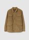 Beige pure cotton regular fit jacket with pockets and zip_0