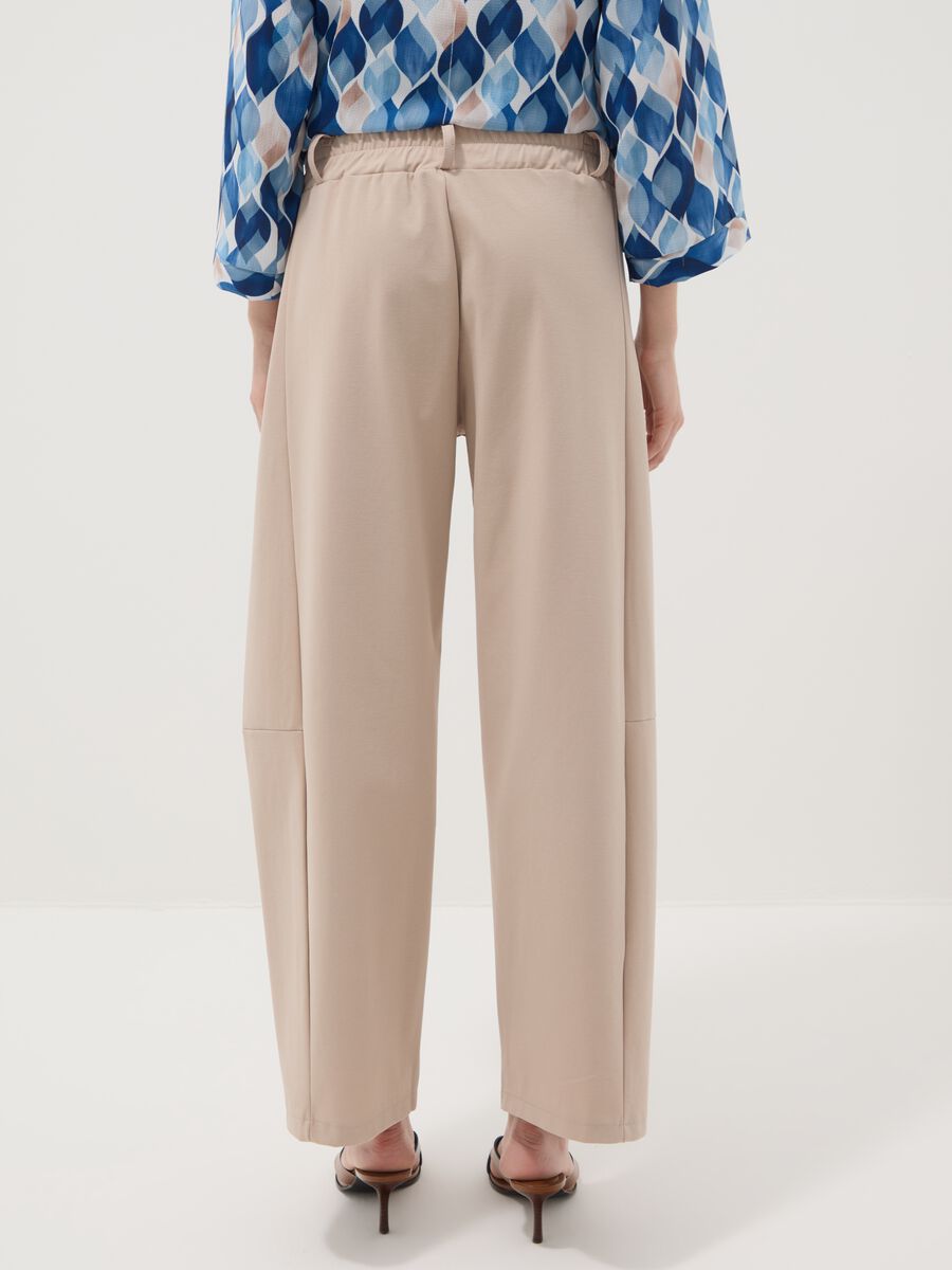 Beige wide-leg trousers in stretch cotton_2