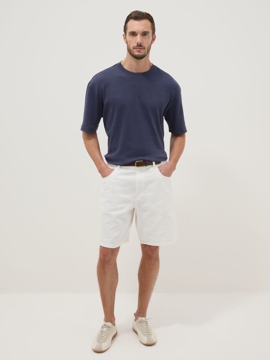 T-shirt a maniche corte in puro cotone blu relaxed fit_1