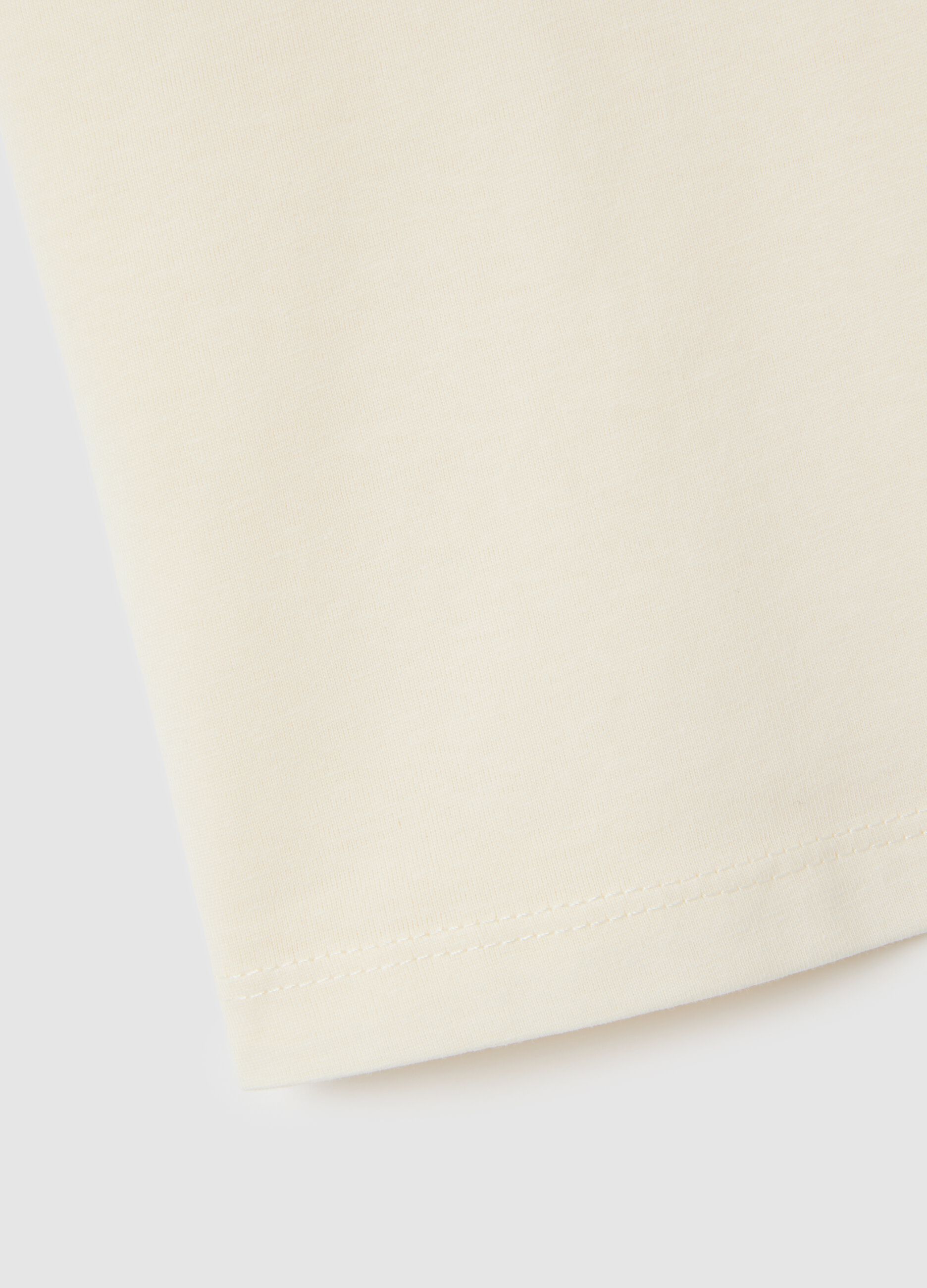 T-shirt da bambina in puro cotone beige con giraffe