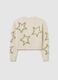 Girls' beige regular fit sweater with decorative stars_1