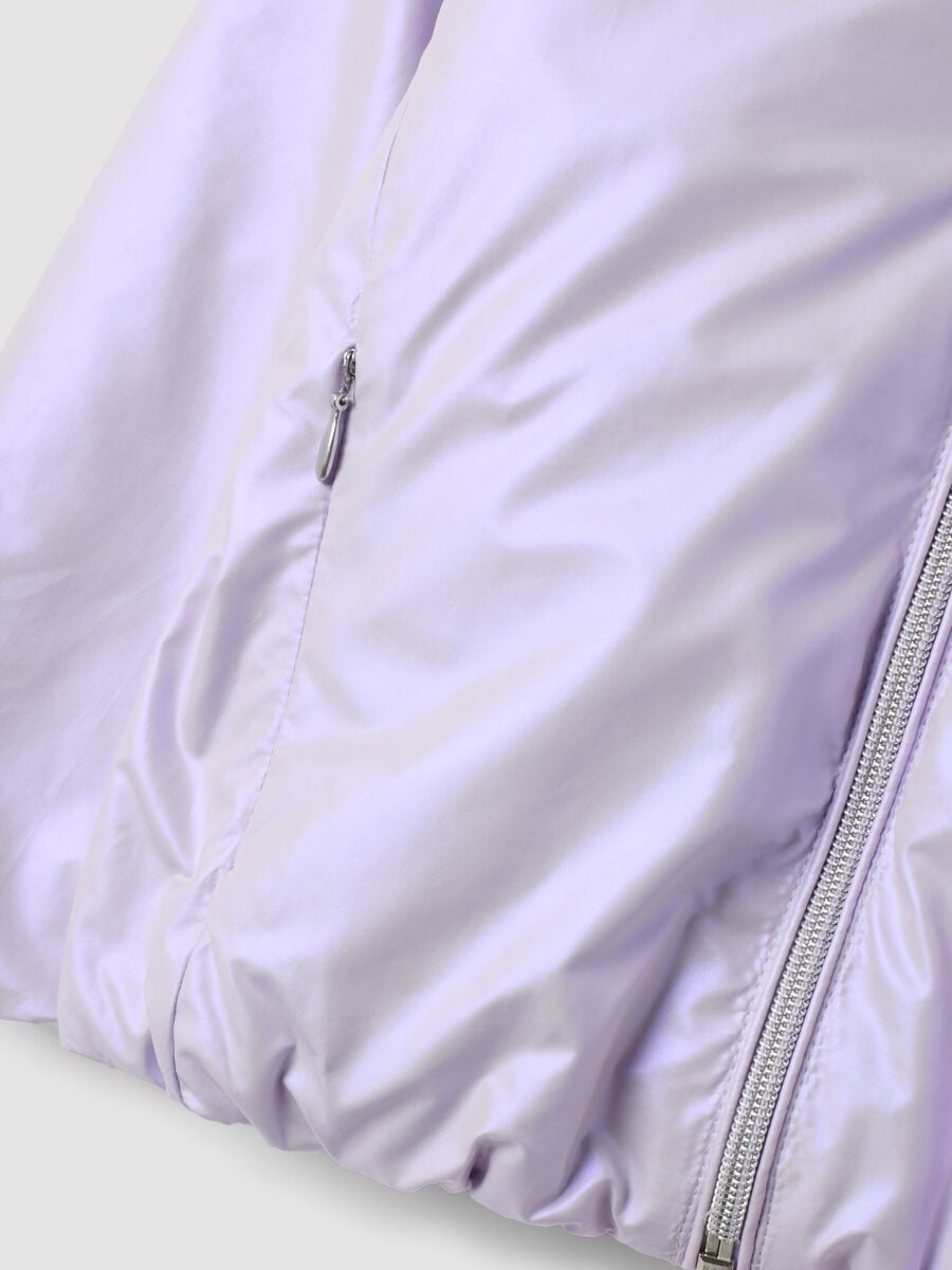 Giacca imbottita viola con cappuccio e zip regular fit per bimba_2