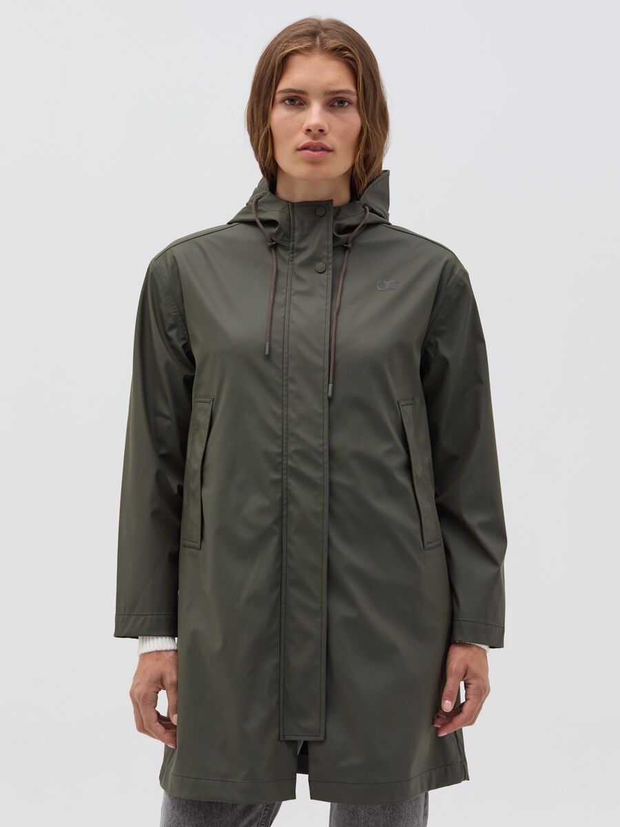 Waterproof parka with logo print_0
