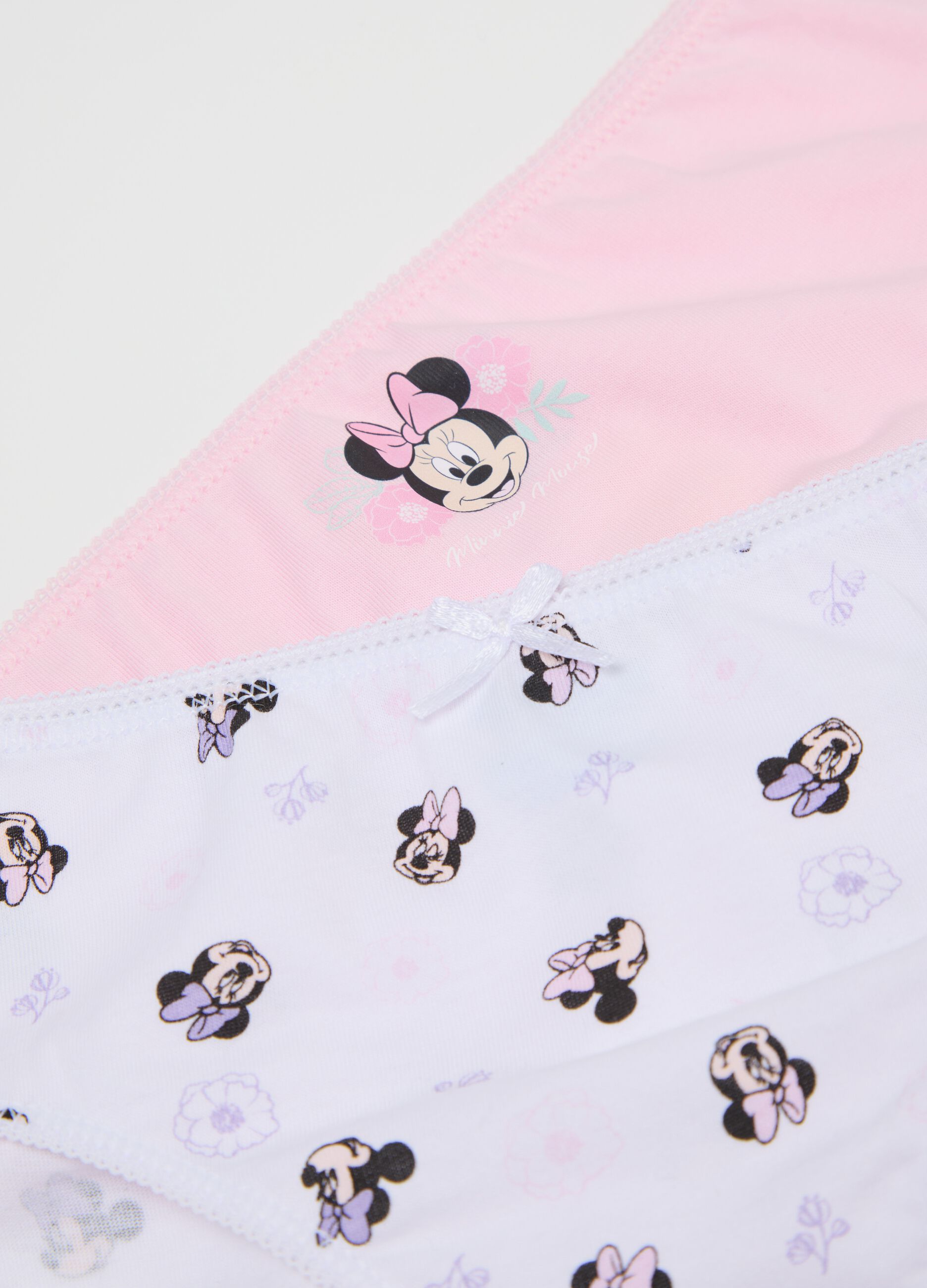 Five-pack briefs with Minnie Mouse print and bow