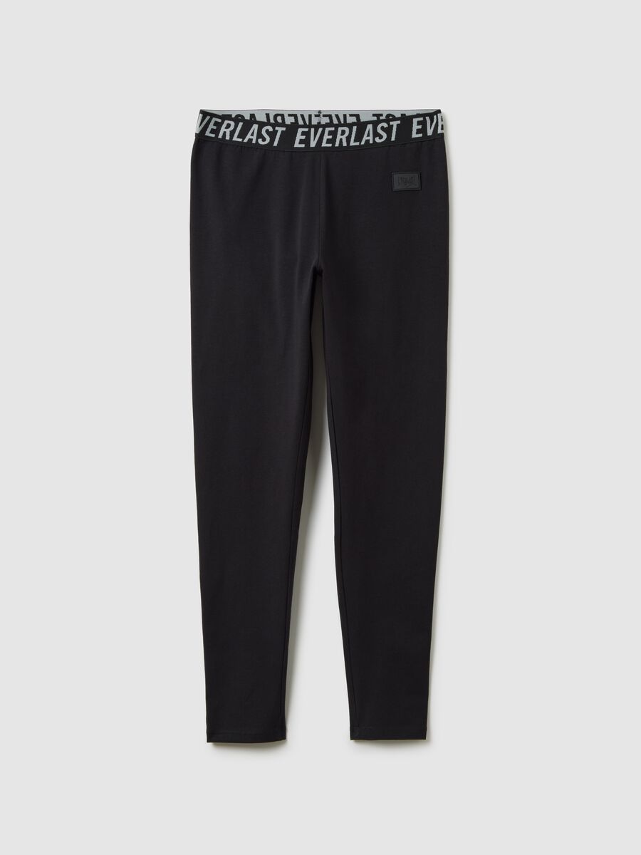 Leggings in cotone elasticizzato nero regular fit Everlast_0