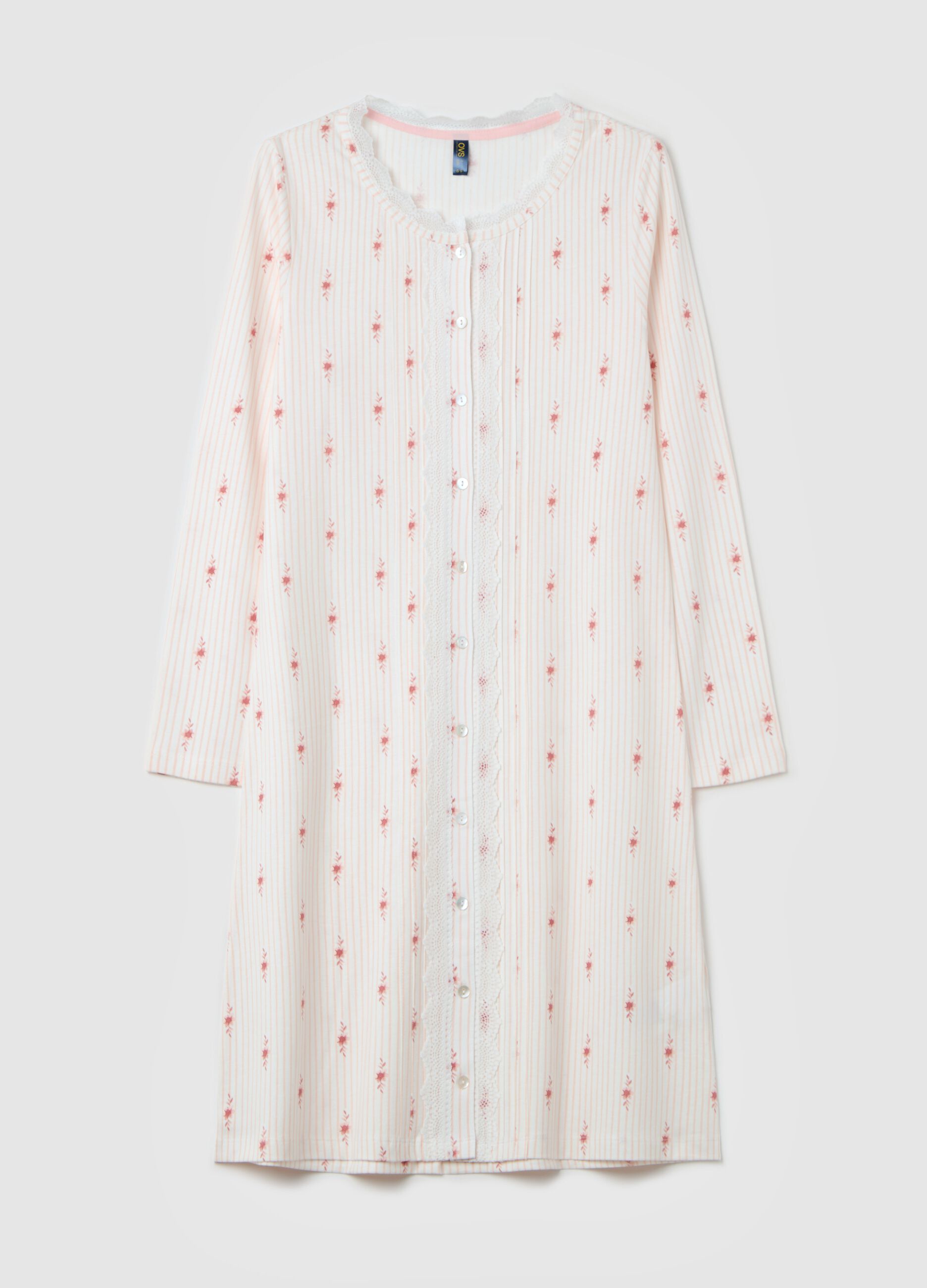 Striped nightdress with small flowers