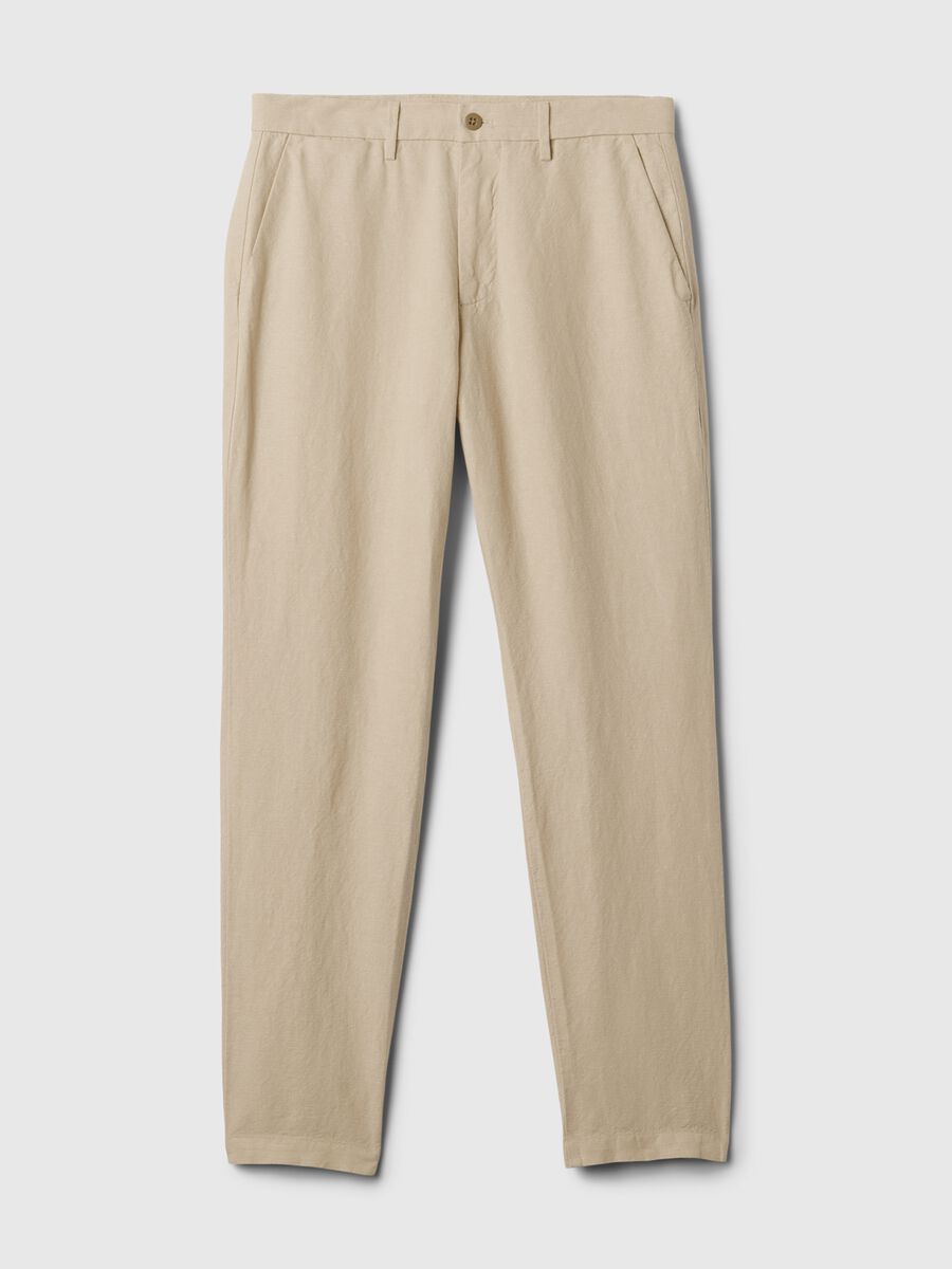 Pantalone slim fit in lino e cotone_4