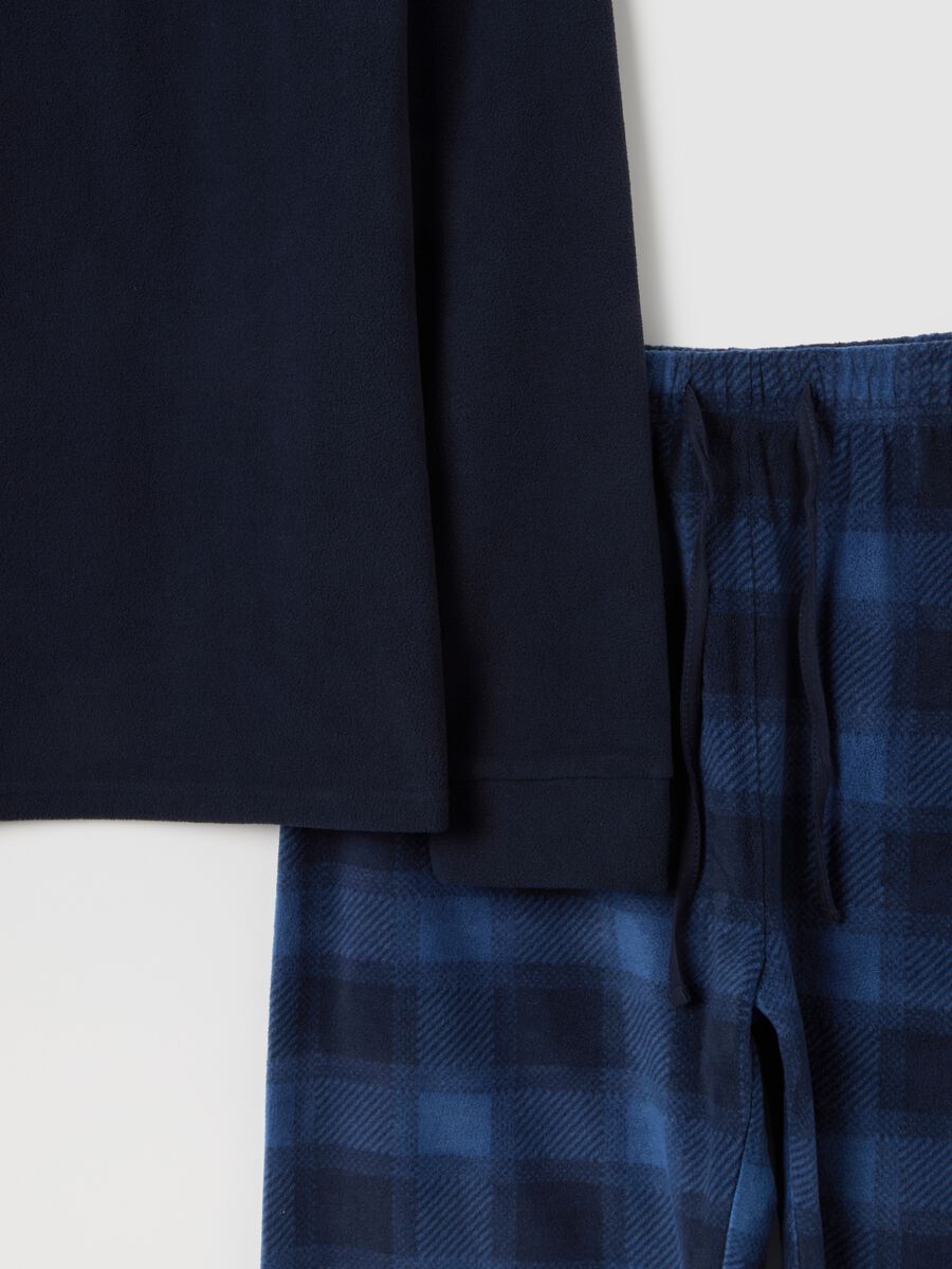 Regular fit blue plaid fleece pyjamas_5