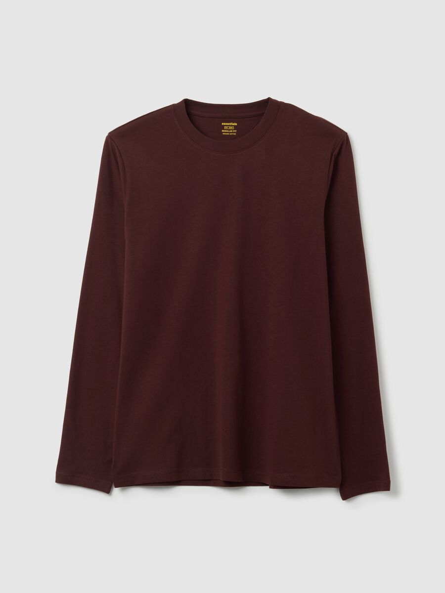 Maglia in puro cotone marrone regular fit_0