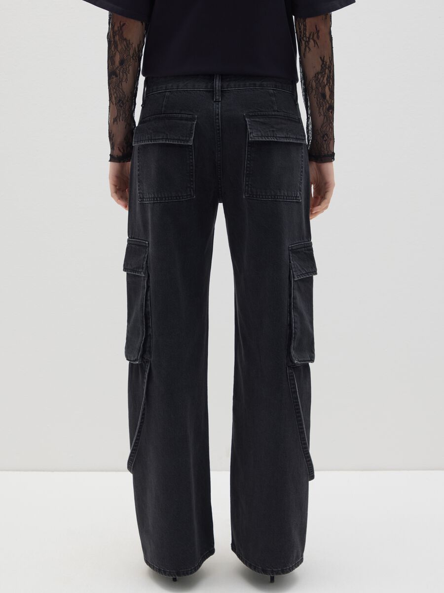 Black pure cotton cargo trousers_2