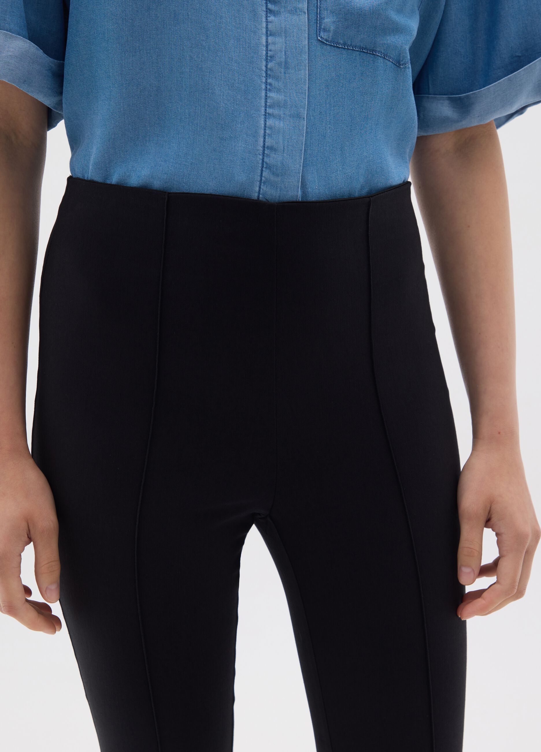 Women's Black Regular Fit Dress Trousers