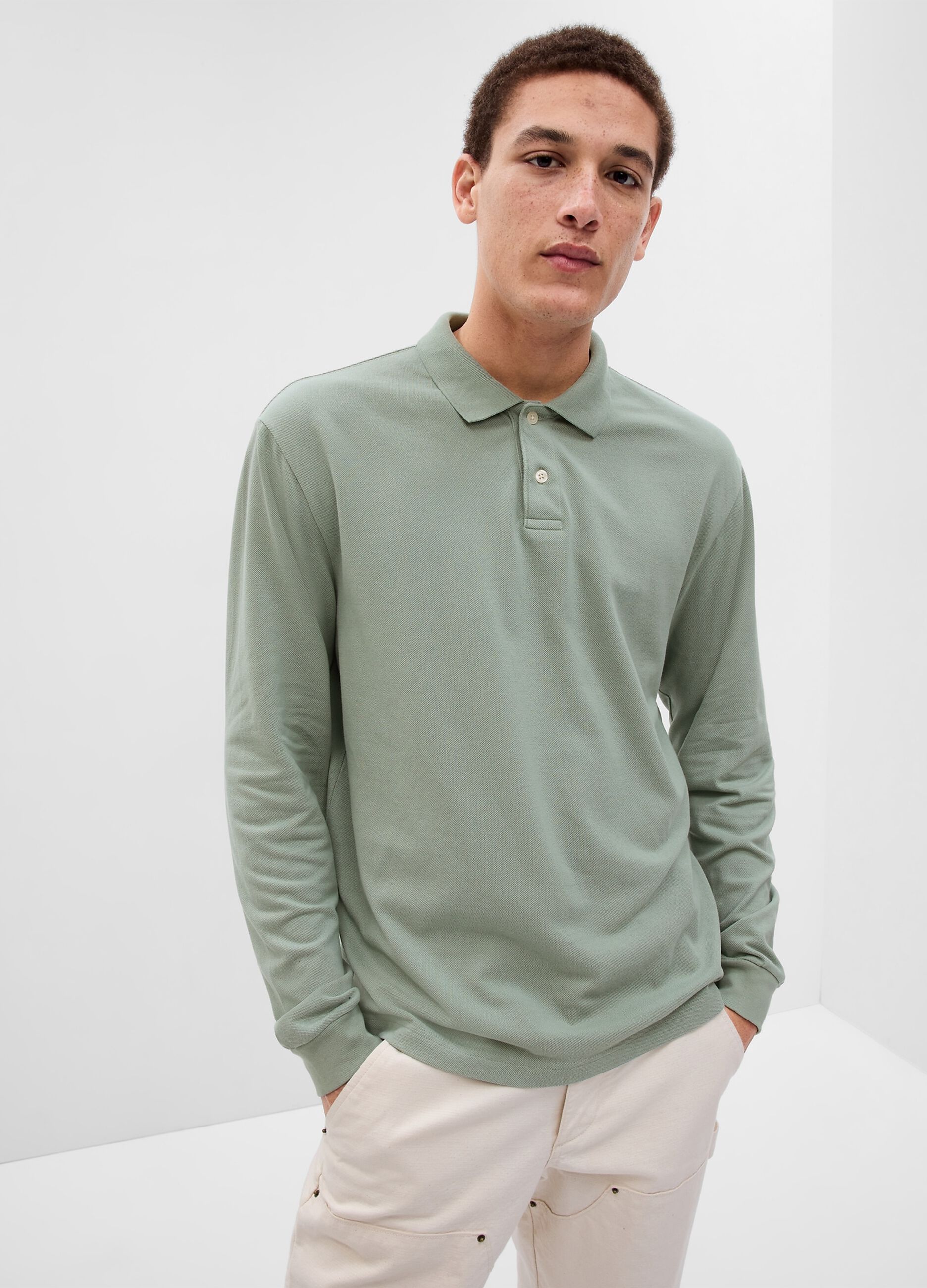Polo a maniche lunghe in cotone piquet_0