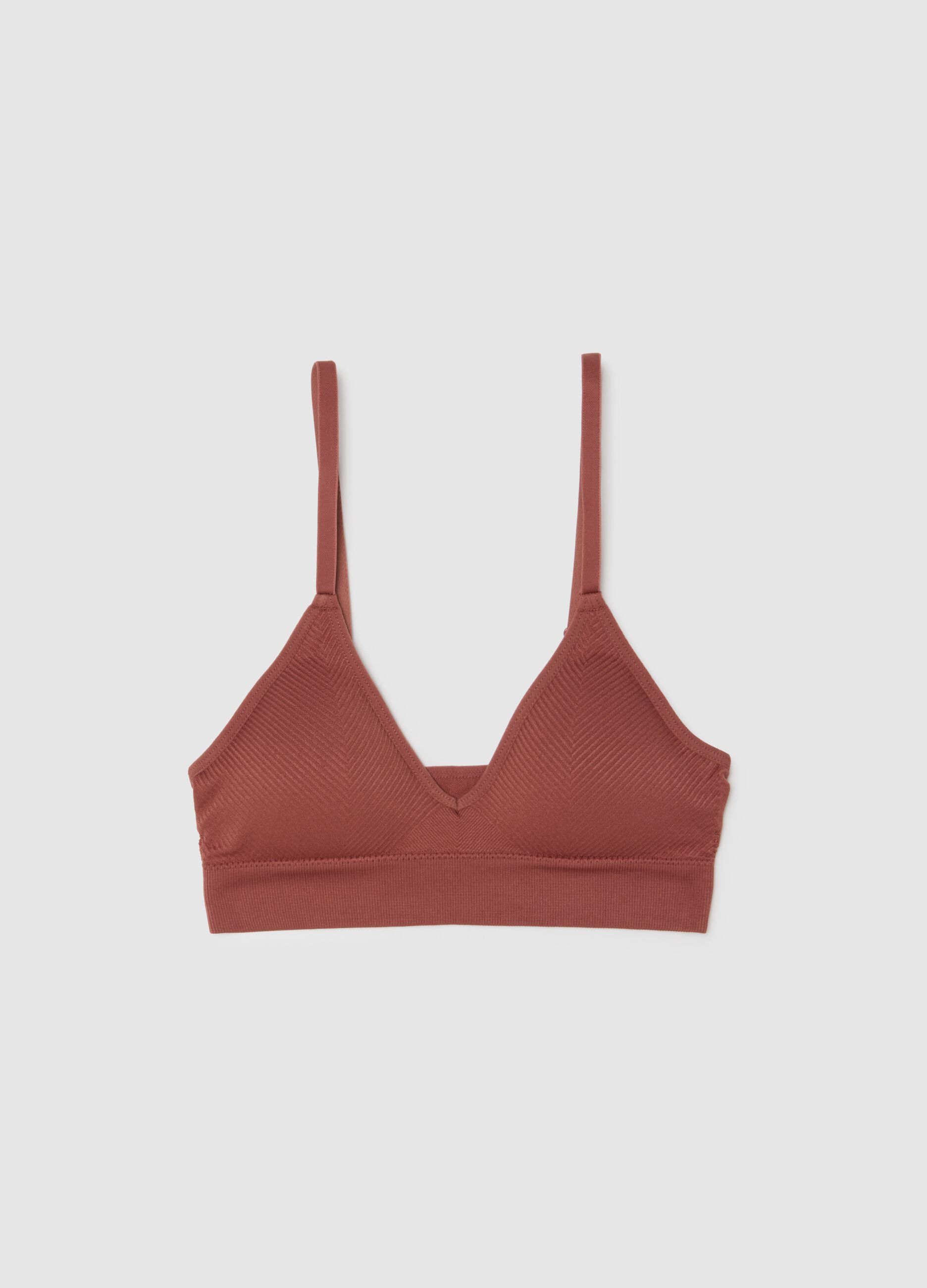 Brown Stretch Fabric Bra