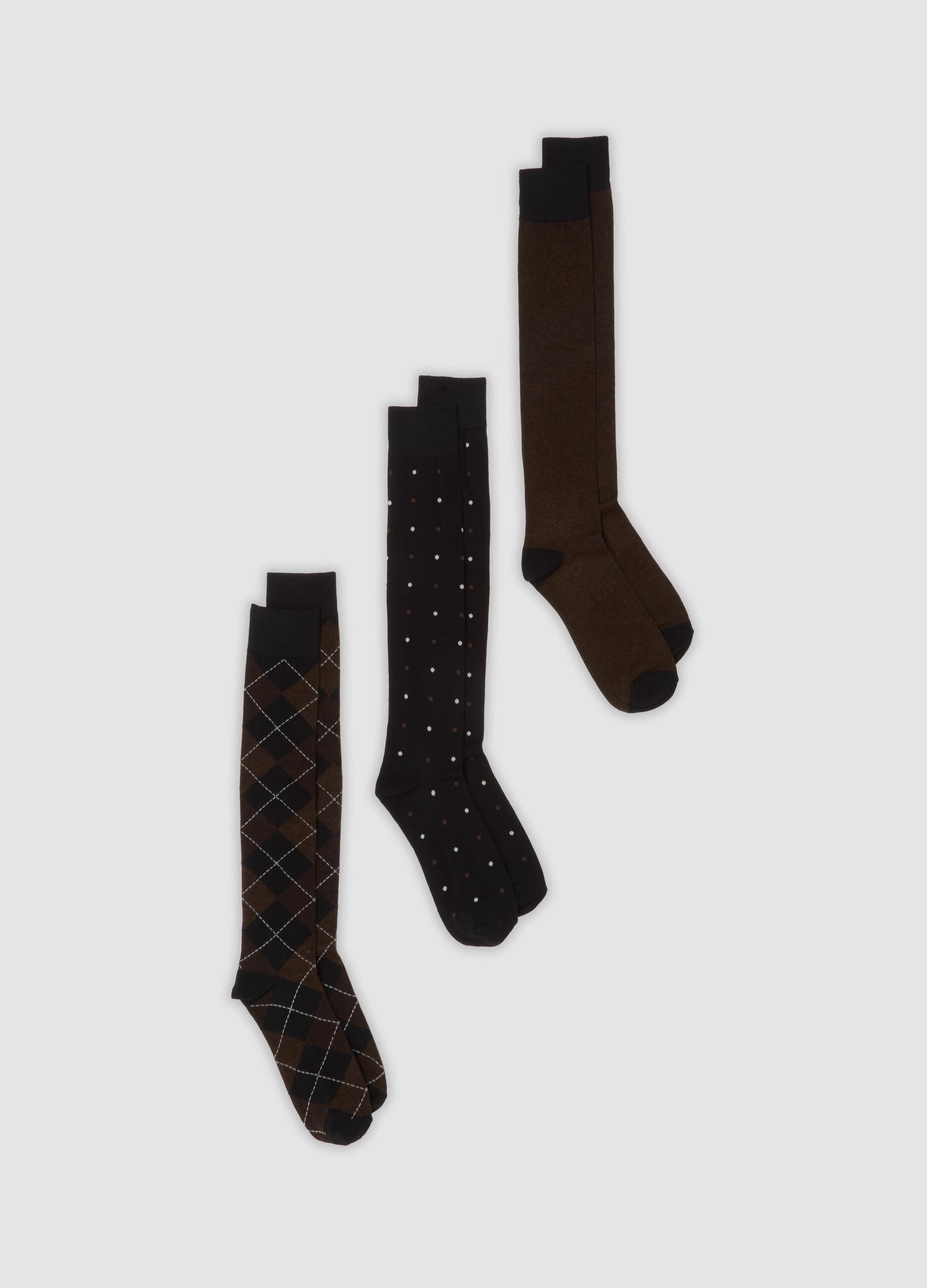 3-pack of brown long socks in stretch organic cotton