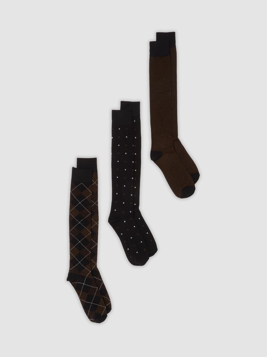 3-pack of brown long socks in stretch organic cotton_0