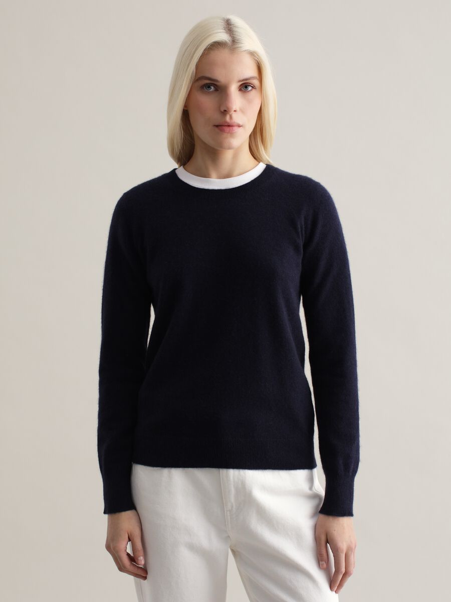 Cashmere pullover with round neck with fold_0
