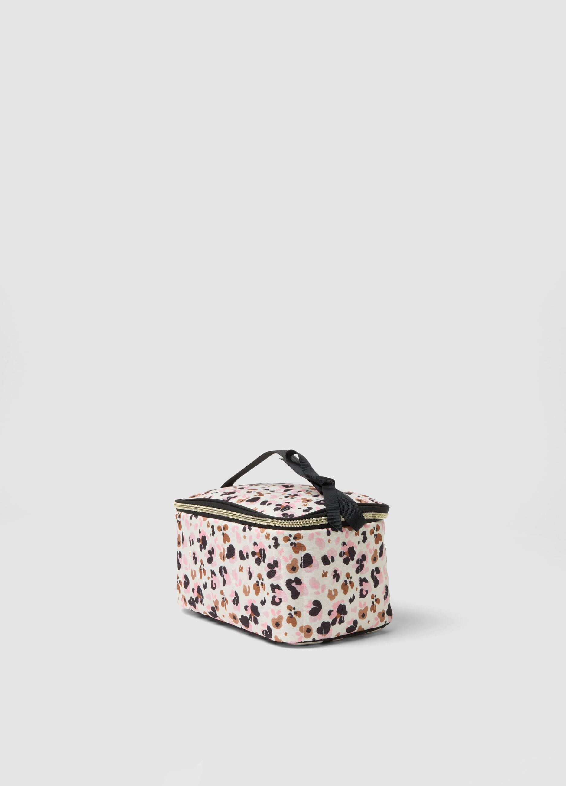 White animal-print beauty case