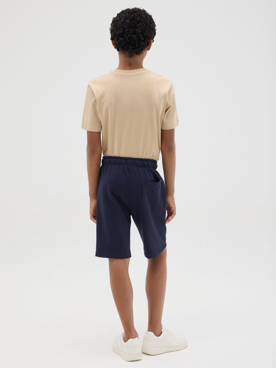 Shorts da ragazzo in puro cotone blu regular fit_1