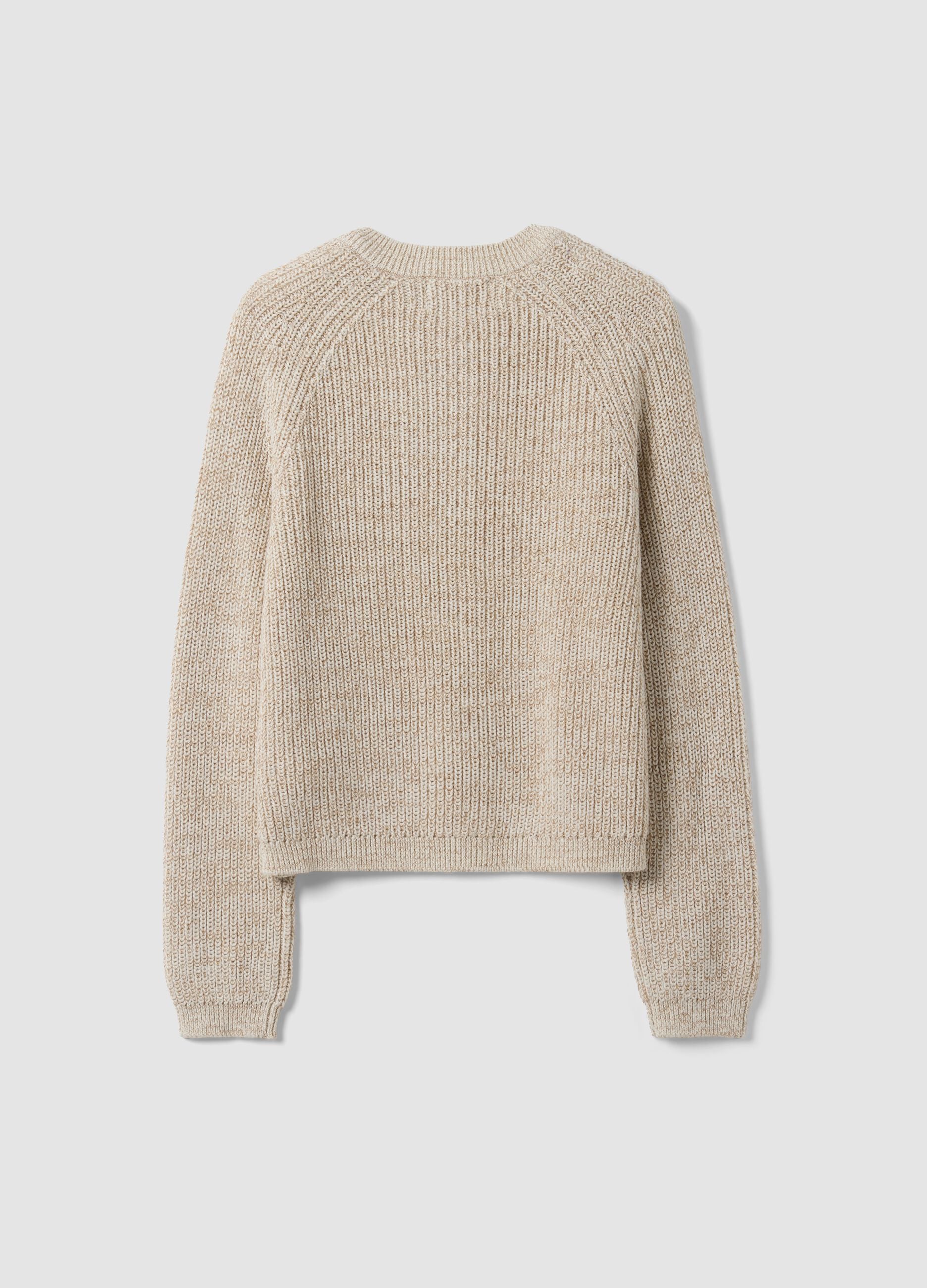White pure cotton knitted cardigan, regular fit