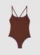 Brown ribbed stretch fabric swimsuit_4
