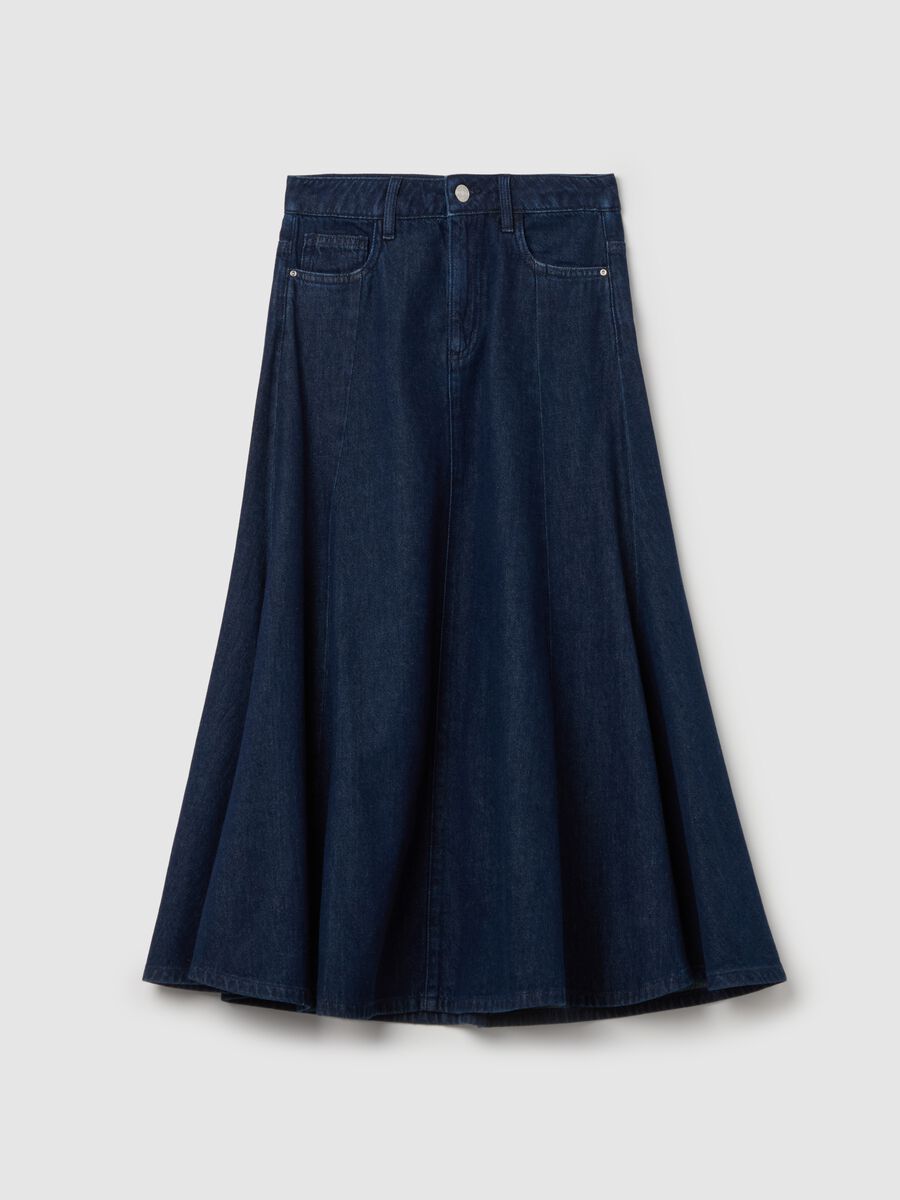 Gonna lunga a ruota in denim_4