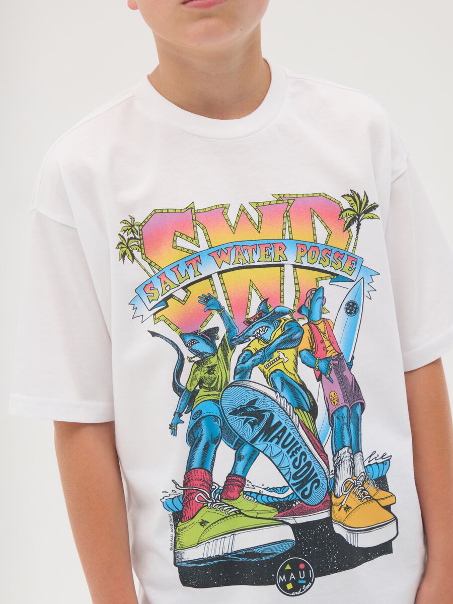 T-shirt da ragazzo in puro cotone bianca regular fit_2