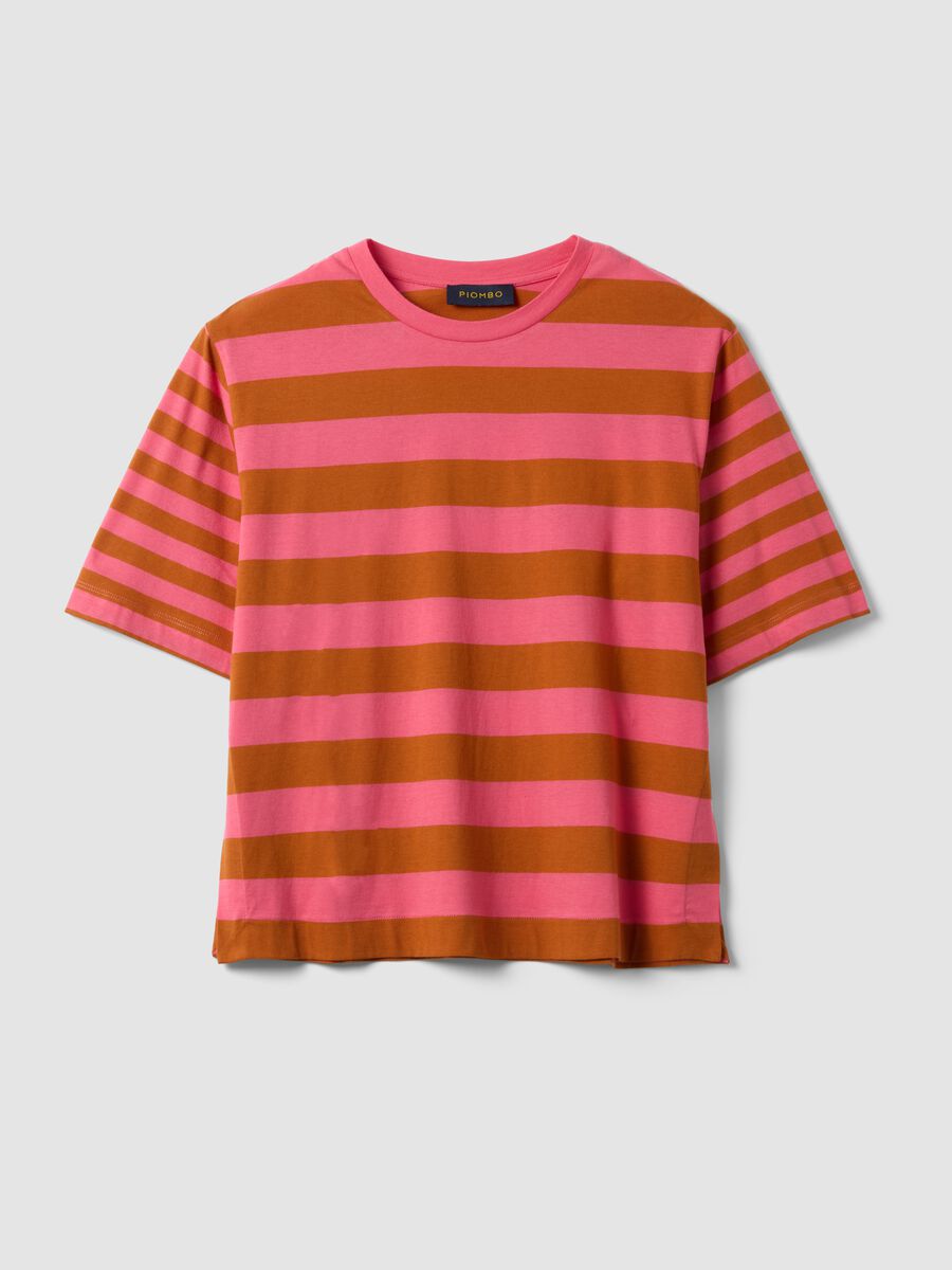Pink striped pure cotton T-shirt_0
