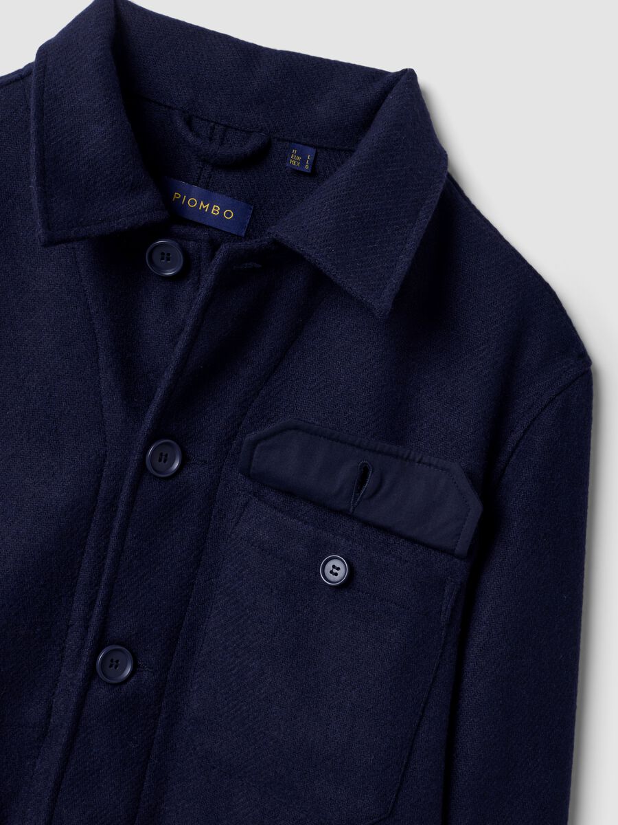 Blue wool-blend shacket with buttons and four pockets_5