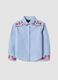 Light blue pure cotton shirt with floral embroidery_0