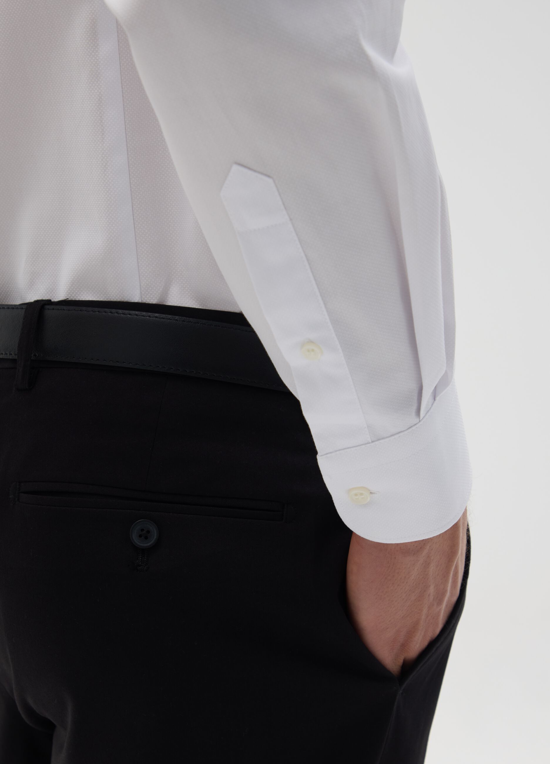Men's pure white cotton slim fit shirt