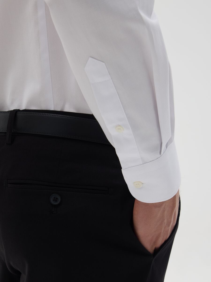Camicia da uomo in puro cotone bianca slim fit_3