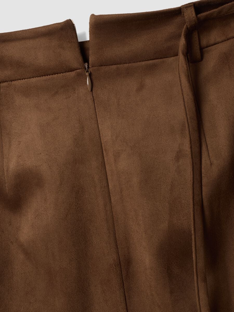 Brown stretch-fabric skirt with belt_1