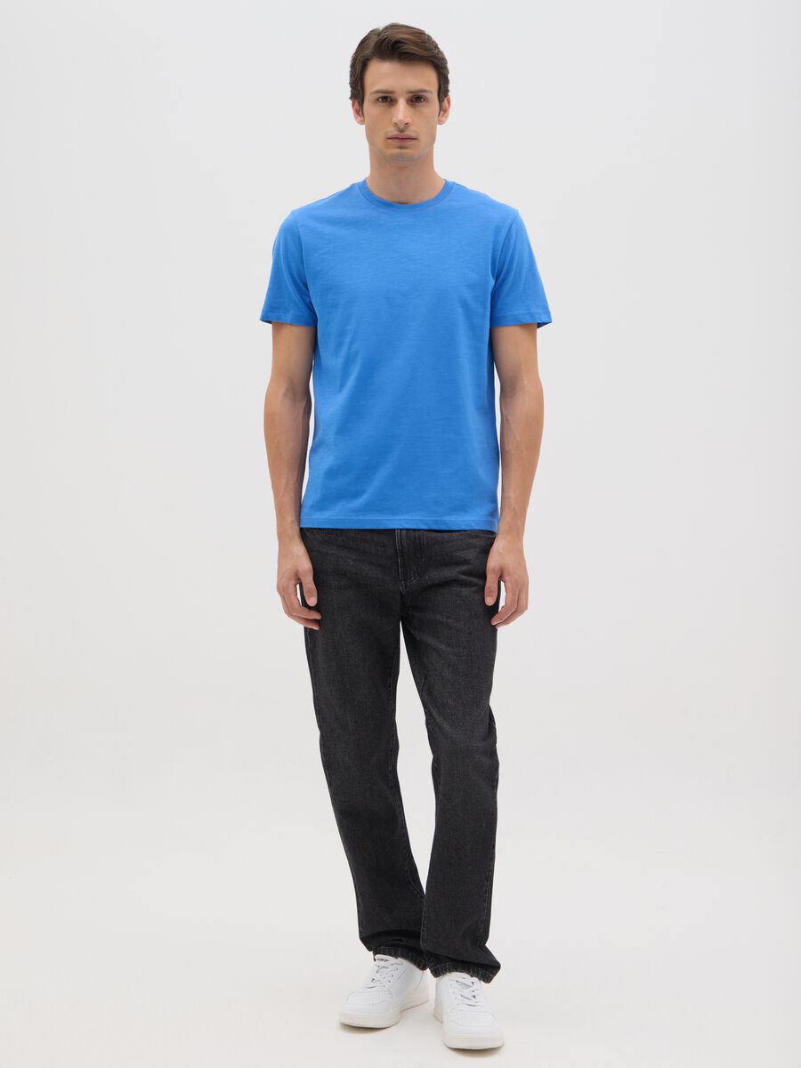 Men's Regular Fit Blue Pure Cotton T-shirt_1