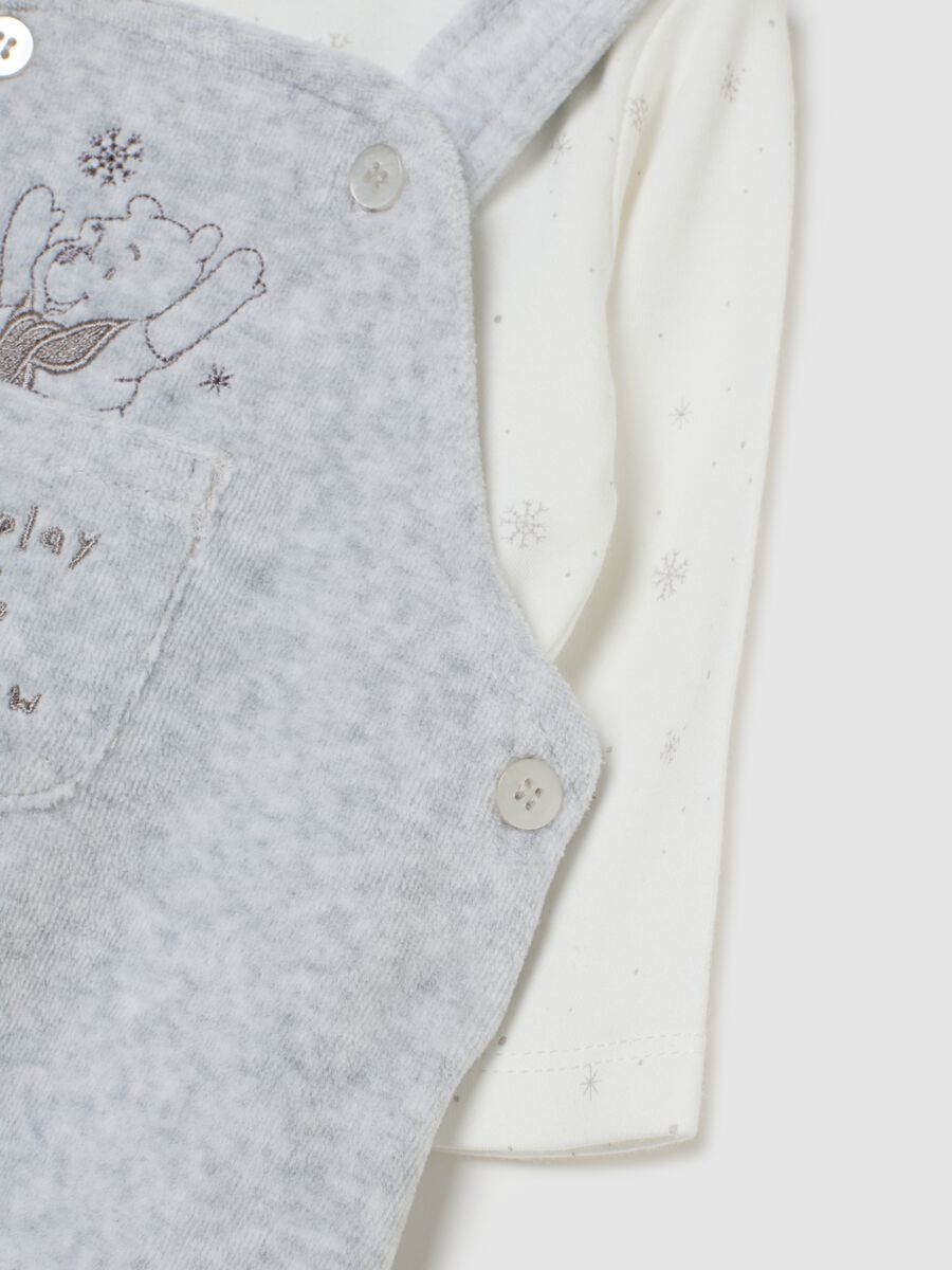 Newborn multicolour cotton blend dungaree and t-shirt set_2