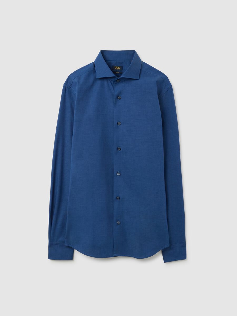 Slim Blue Cotton Shirt_4