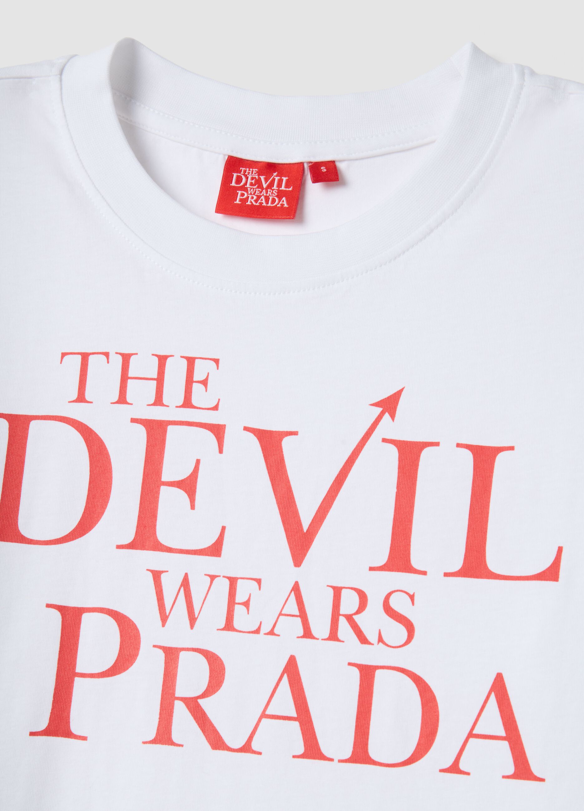 White Pure Cotton Regular Fit T-shirt 'The Devil wears Prada'