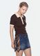 Brown cropped stretch-cotton polo with print, regular fit_0